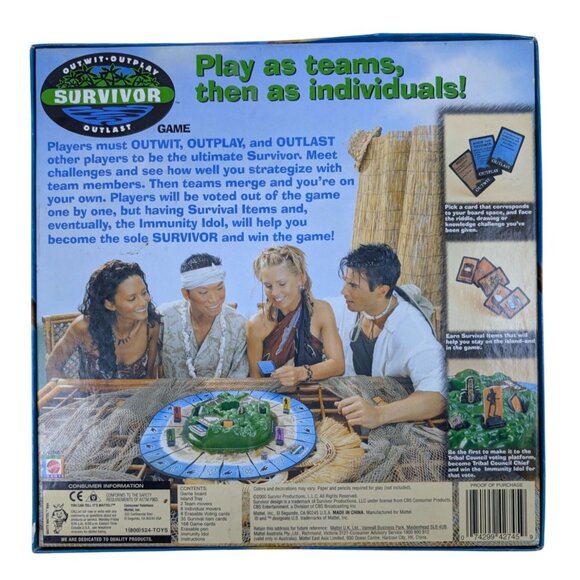 Survivor Outwit Outplay Outlast Board Game 2000 Mattel Adults 4-8 Player Vintage - Picture 2 of 3